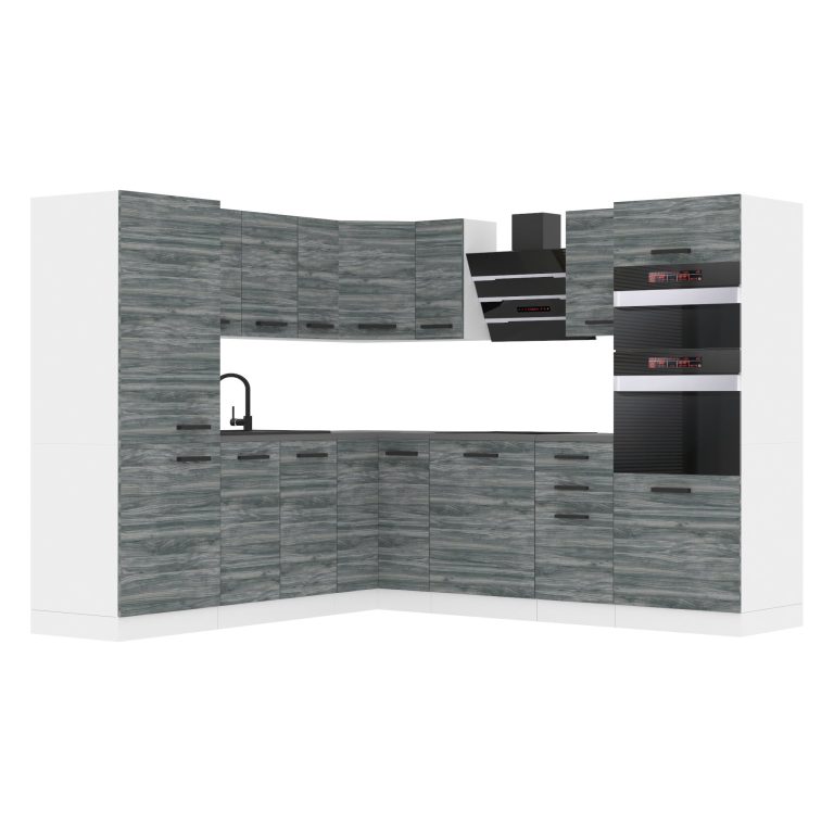 Kuchynská linka Belini Premium Full Version 480 cm šedý antracit Glamour Wood bez pracovnej dosky STACY Výrobca