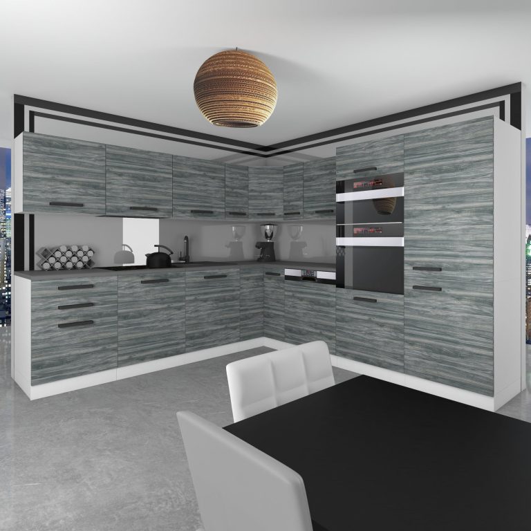 Kuchynská  linka Belini Premium Full Version 480 cm šedý antracit Glamour Wood bez pracovnej dosky  JANE Výrobca