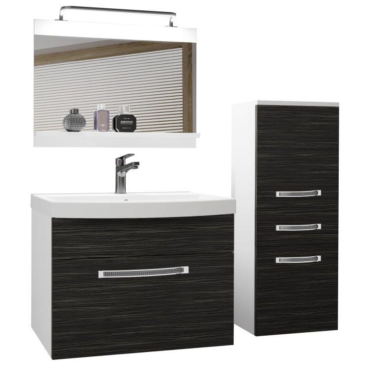 Kúpeľňový nábytok Belini Premium Full Version eben kráľovský + umývadlo + zrkadlo + LED osvetlenie Glamour 21 Výrobca GLA M 2/0/W/HK/0/MB/PP