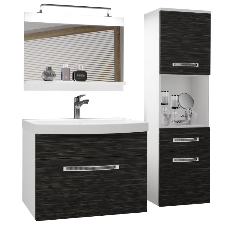 Kúpeľňový nábytok Belini Premium Full Version eben kráľovský + umývadlo + zrkadlo + LED osvetlenie Glamour 40 Výrobca GLA M 3/0/W/HK/0/MB/PP