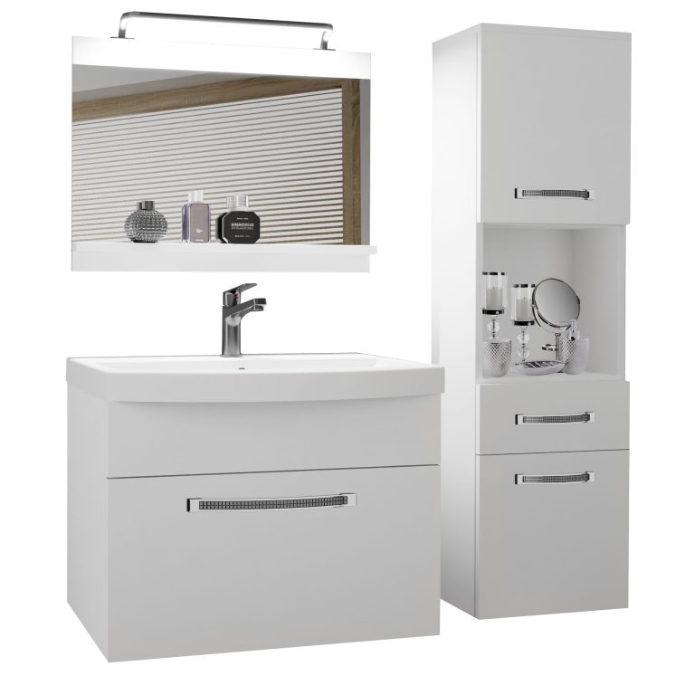 Kúpeľňový nábytok Belini Premium Full Version biely mat + umývadlo + zrkadlo + LED osvetlenie Glamour 39 Výrobca GLA M 3/0/W/W/0/MB/PP