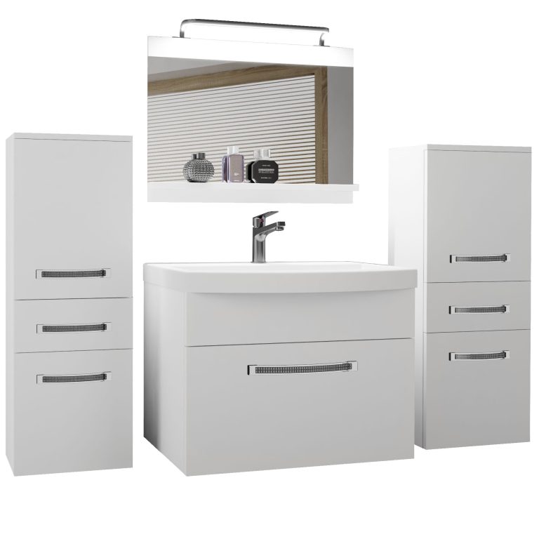 Kúpeľňový nábytok Belini Premium Full Version biely mat + umývadlo + zrkadlo + LED osvetlenie Glamour 58 Výrobca GLA M 4/0/W/W/0/MB/PP