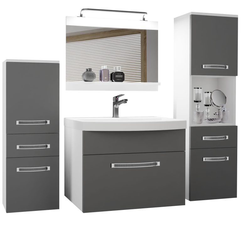 Kúpeľňový nábytok Belini Premium Full Version šedý mat + umývadlo + zrkadlo + LED osvetlenie Glamour 79 Výrobca