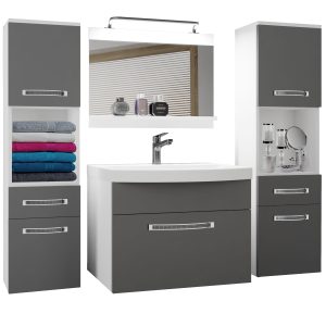 Kúpeľňový nábytok Belini Premium Full Version šedý mat + umývadlo + zrkadlo + LED osvetlenie Glamour 98 Výrobca