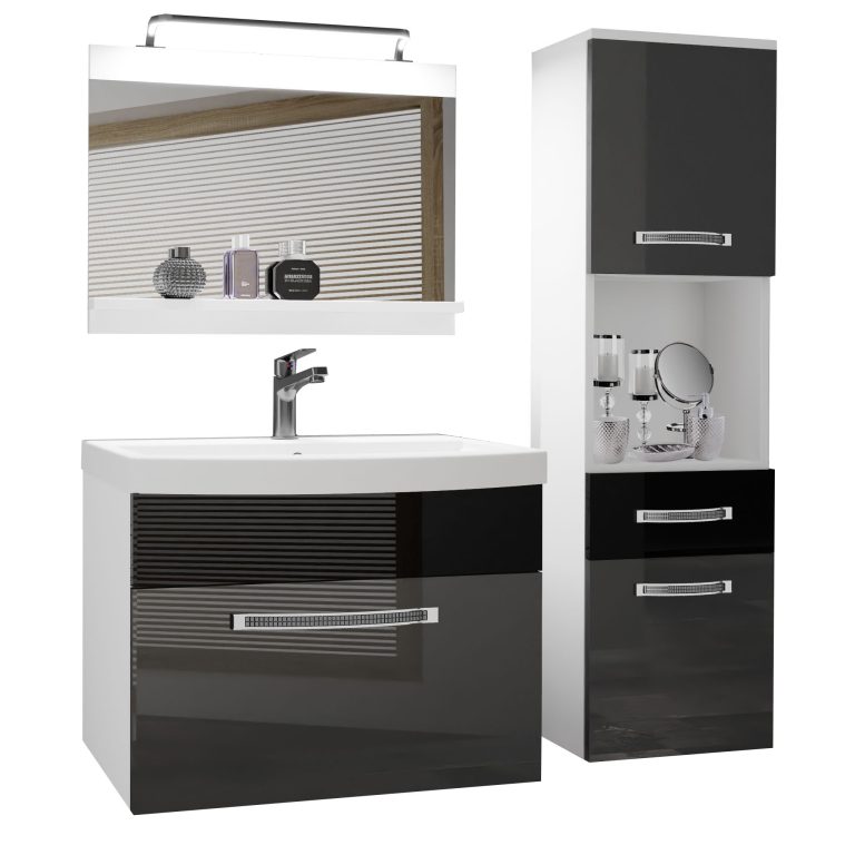 Kúpeľňový nábytok Belini Premium Full Version šedý lesk / biely lesk + umývadlo + zrkadlo + LED osvetlenie Glamour 50 Výrobca