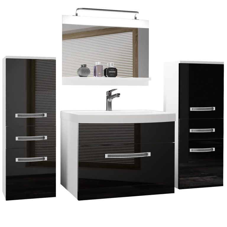 Kúpeľňový nábytok Belini Premium Full Version čierny lesk + umývadlo + zrkadlo + LED osvetlenie Glamour 63 Výrobca