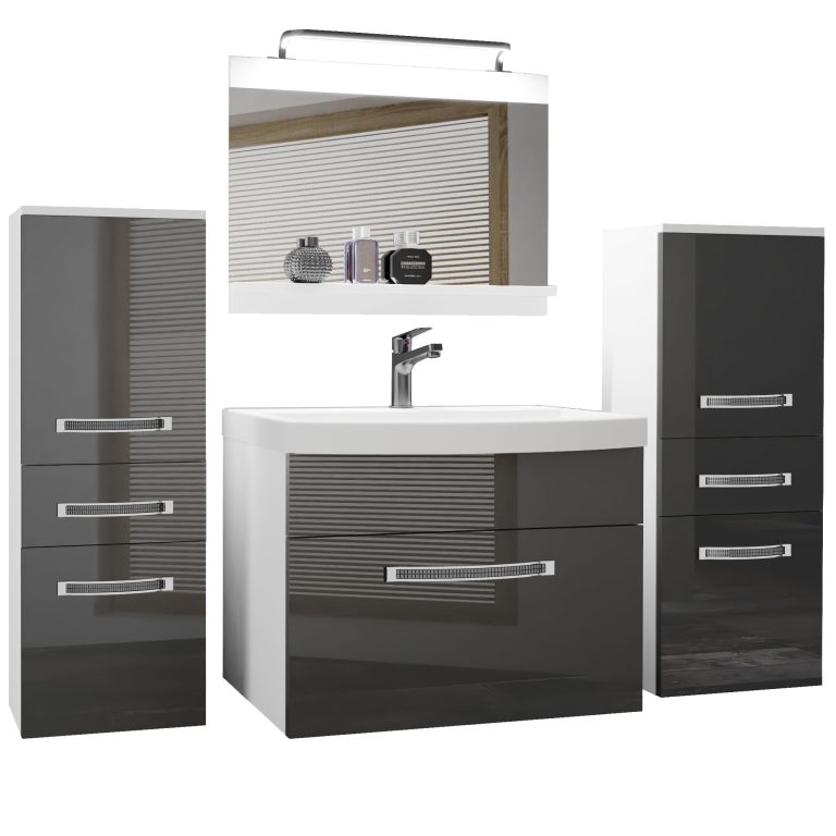 Kúpeľňový nábytok Belini Premium Full Version šedý lesk + umývadlo + zrkadlo + LED osvetlenie Glamour 64 Výrobca