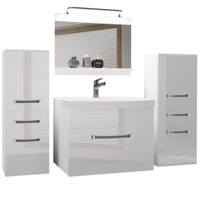 Kúpeľňový nábytok Belini Premium Full Version biely lesk + umývadlo + zrkadlo + LED osvetlenie Glamour 62 Výrobca