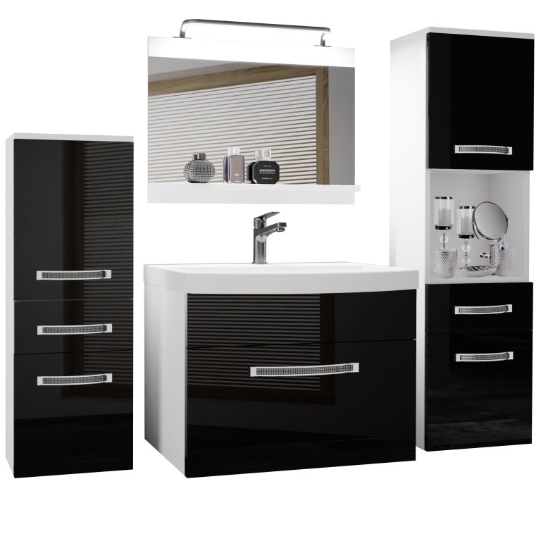 Kúpeľňový nábytok Belini Premium Full Version čierny lesk + umývadlo + zrkadlo + LED osvetlenie Glamour 82 Výrobca