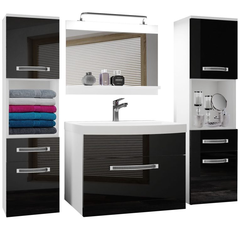 Kúpeľňový nábytok Belini Premium Full Version čierny lesk  + umývadlo + zrkadlo + LED osvetlenie Glamour 101 Výrobca
