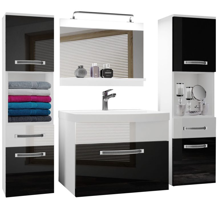 Kúpeľňový nábytok Belini Premium Full Version čierny lesk / biely lesk + umývadlo + zrkadlo + LED osvetlenie Glamour 105 Výrobca