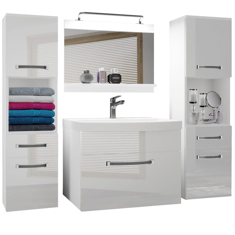 Kúpeľňový nábytok Belini Premium Full Version biely lesk + umývadlo + zrkadlo + LED osvetlenie Glamour 100 Výrobca