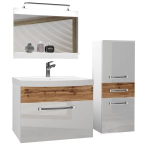 Kúpeľňový nábytok Belini Premium Full Version biely lesk / dub wotan  + umývadlo + zrkadlo + LED osvetlenie Glamour 36 Výrobca
