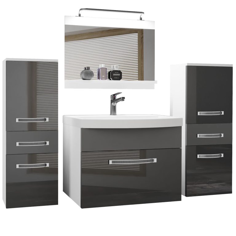 Kúpeľňový nábytok Belini Premium Full Version šedý lesk / šedý mat + umývadlo + zrkadlo + LED osvetlenie Glamour 72 Výrobca
