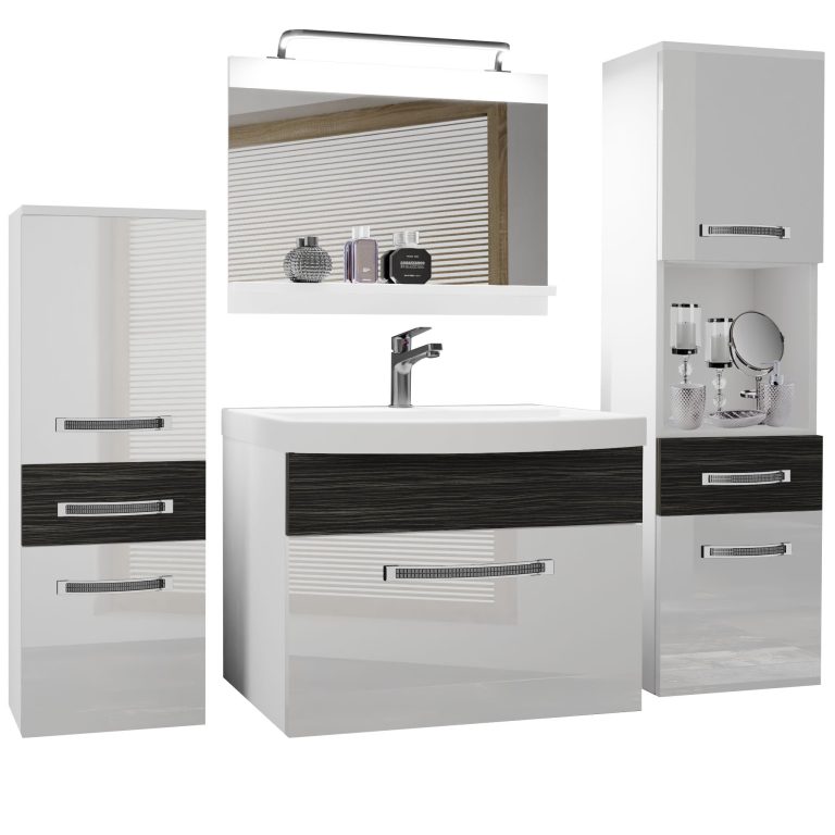 Kúpeľňový nábytok Belini Premium Full Version biely lesk / šedý mat + umývadlo + zrkadlo + LED osvetlenie Glamour 92 Výrobca