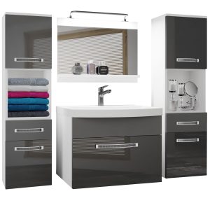 Kúpeľňový nábytok Belini Premium Full Version šedý lesk / šedý mat + umývadlo + zrkadlo + LED osvetlenie Glamour 110 Výrobca