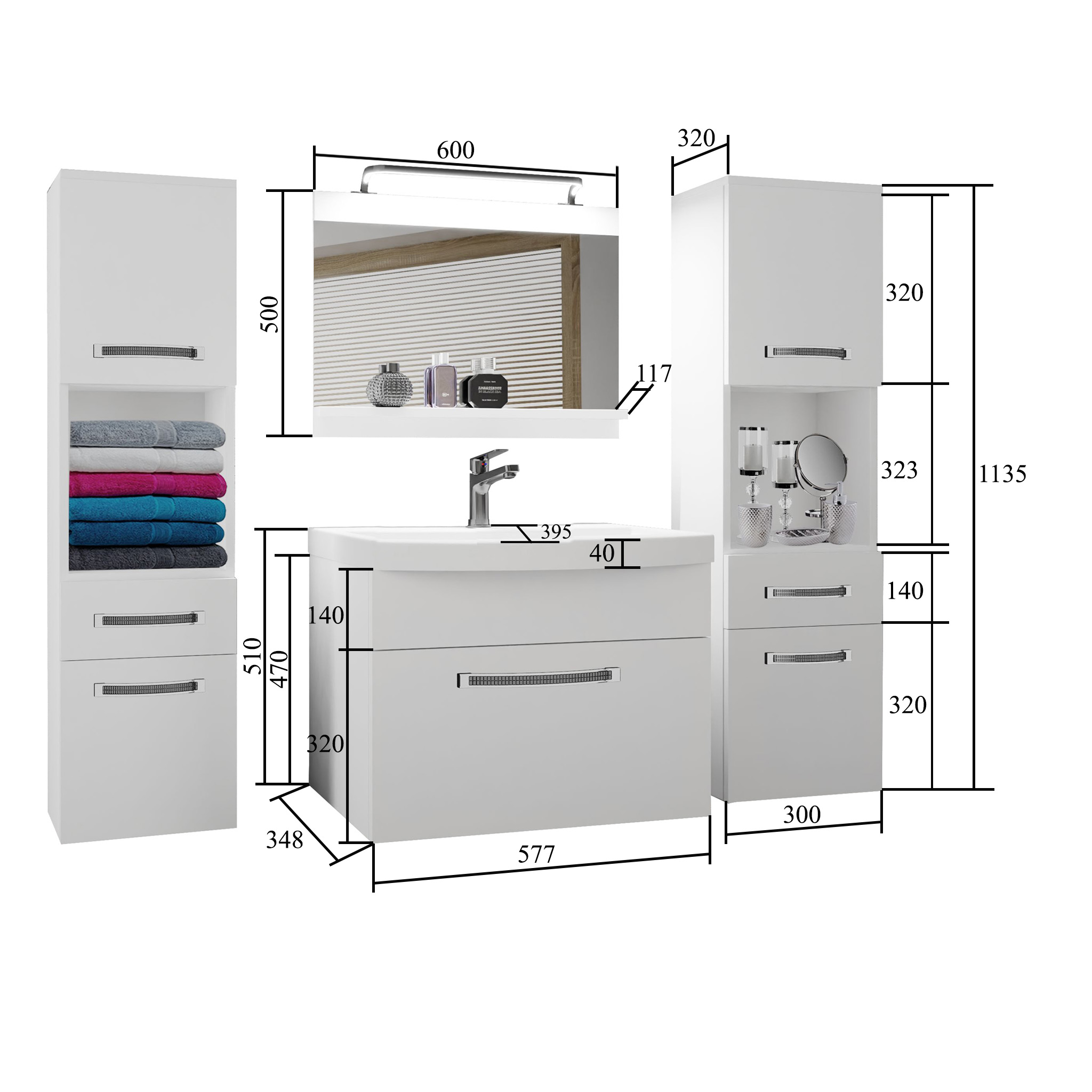 Kúpeľňový nábytok Belini Premium Full Version šedý lesk / eben kráľovský  + umývadlo + zrkadlo + LED osvetlenie Glamour 109 Výrobca