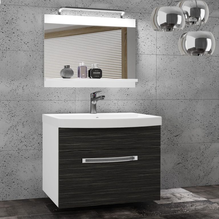 Kúpeľňový nábytok Belini Premium Full Version eben kráľovský + umývadlo + zrkadlo + LED osvetlenie Glamour 2 Výrobca GLA M 1/0/W/HK/0/MB/PP
