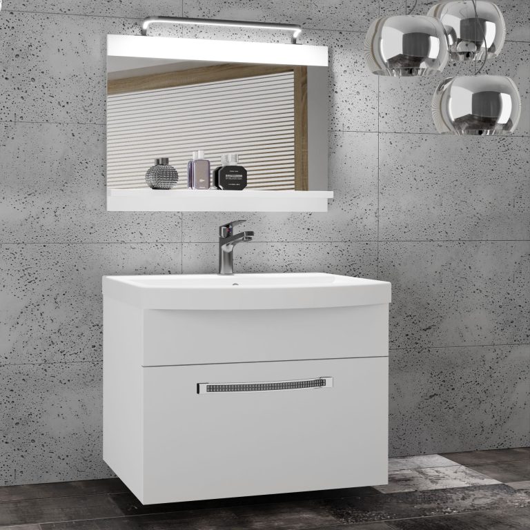 Kúpeľňový nábytok Belini Premium Full Version biely mat  + umývadlo + zrkadlo + LED osvetlenie Glamour 1 Výrobca GLA M 1/0/W/W/0/MB/PP
