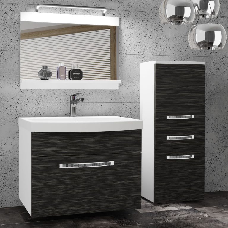 Kúpeľňový nábytok Belini Premium Full Version eben kráľovský + umývadlo + zrkadlo + LED osvetlenie Glamour 21 Výrobca GLA M 2/0/W/HK/0/MB/PP