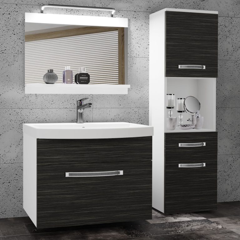 Kúpeľňový nábytok Belini Premium Full Version eben kráľovský + umývadlo + zrkadlo + LED osvetlenie Glamour 40 Výrobca GLA M 3/0/W/HK/0/MB/PP