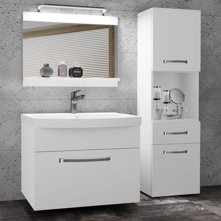 Kúpeľňový nábytok Belini Premium Full Version biely mat + umývadlo + zrkadlo + LED osvetlenie Glamour 39 Výrobca GLA M 3/0/W/W/0/MB/PP