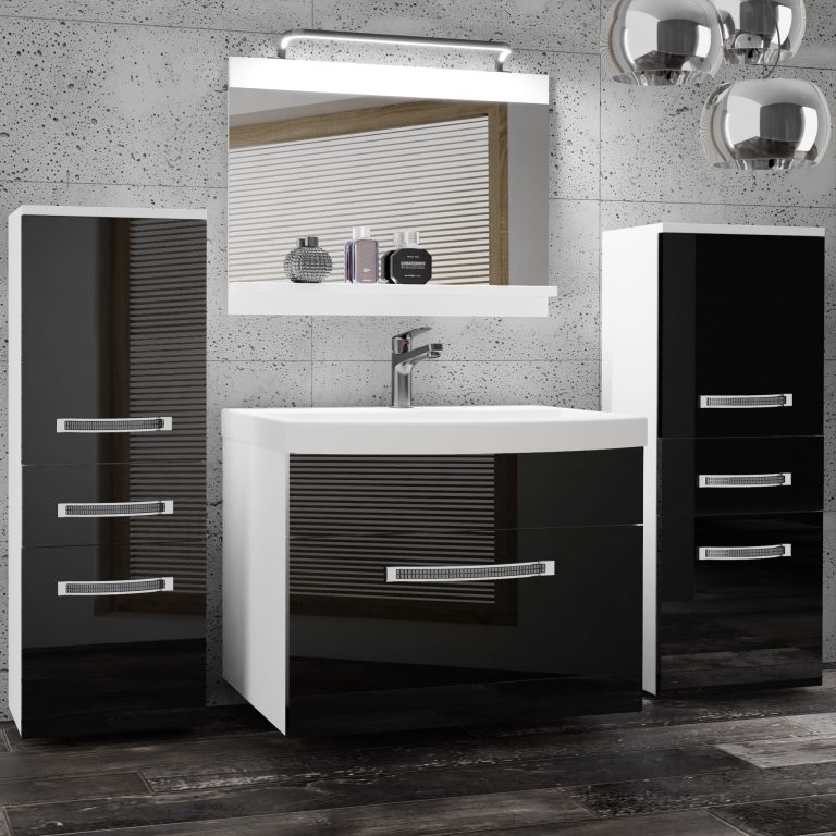 Kúpeľňový nábytok Belini Premium Full Version čierny lesk + umývadlo + zrkadlo + LED osvetlenie Glamour 63 Výrobca