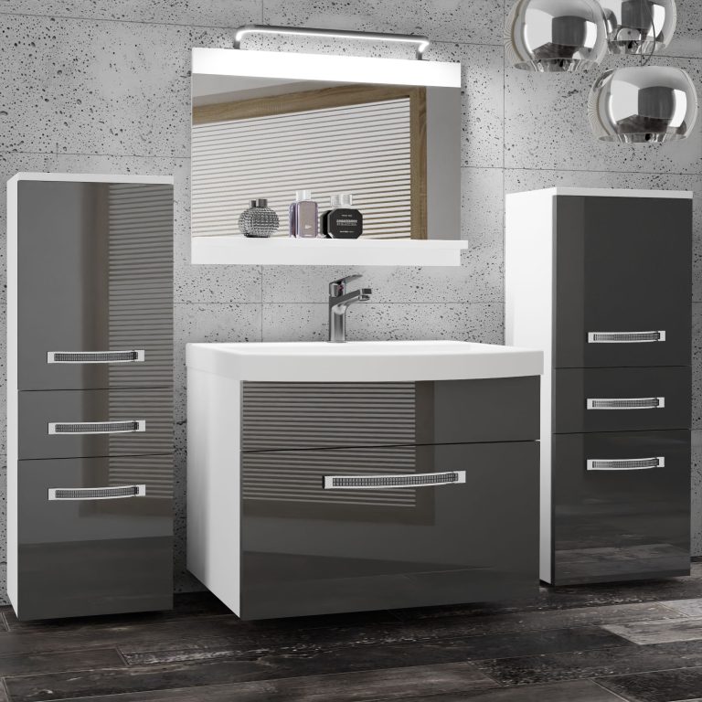 Kúpeľňový nábytok Belini Premium Full Version šedý lesk + umývadlo + zrkadlo + LED osvetlenie Glamour 64 Výrobca