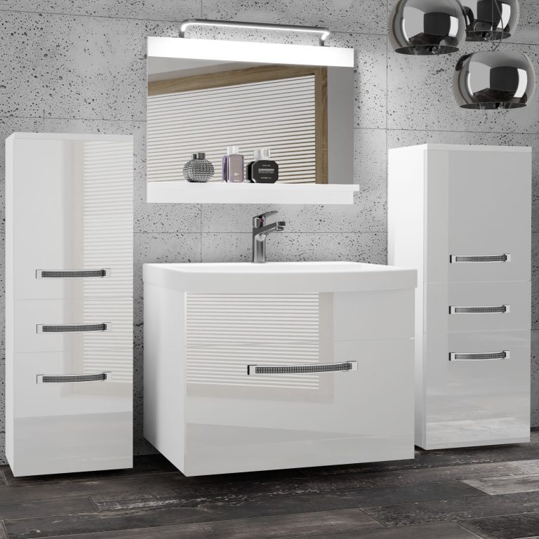 Kúpeľňový nábytok Belini Premium Full Version biely lesk + umývadlo + zrkadlo + LED osvetlenie Glamour 62 Výrobca