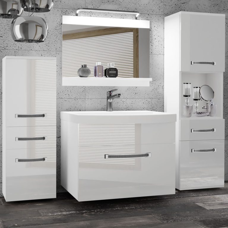 Kúpeľňový nábytok Belini Premium Full Version biely lesk + umývadlo + zrkadlo + LED osvetlenie Glamour 81 Výrobca