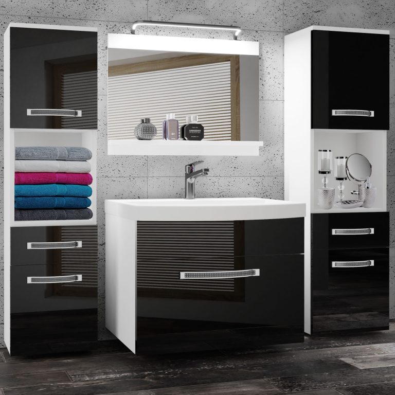 Kúpeľňový nábytok Belini Premium Full Version čierny lesk  + umývadlo + zrkadlo + LED osvetlenie Glamour 101 Výrobca