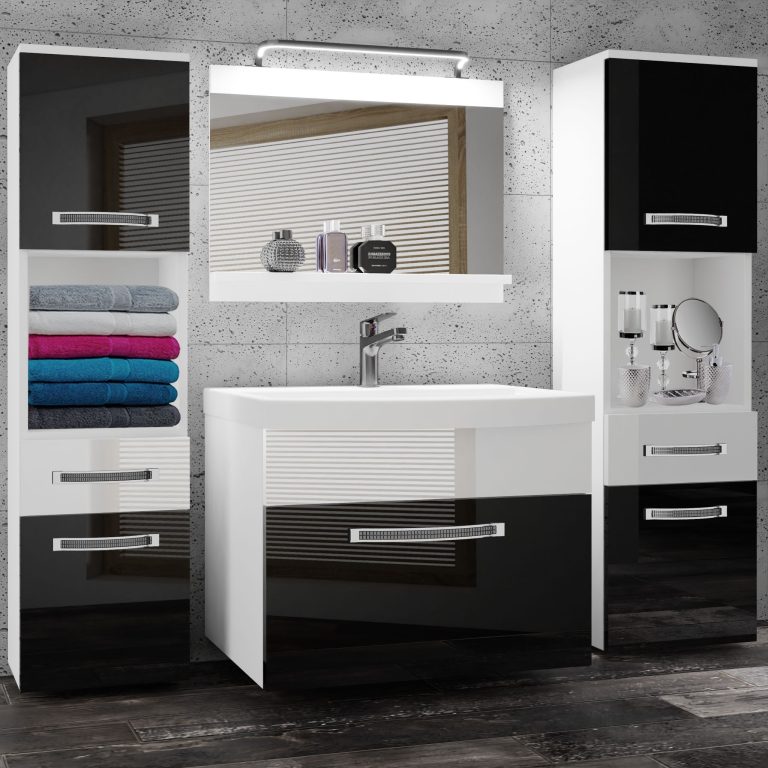 Kúpeľňový nábytok Belini Premium Full Version čierny lesk / biely lesk + umývadlo + zrkadlo + LED osvetlenie Glamour 105 Výrobca