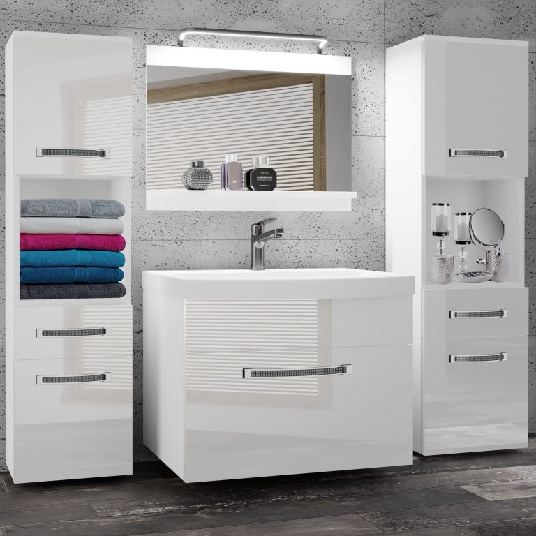 Kúpeľňový nábytok Belini Premium Full Version biely lesk + umývadlo + zrkadlo + LED osvetlenie Glamour 100 Výrobca