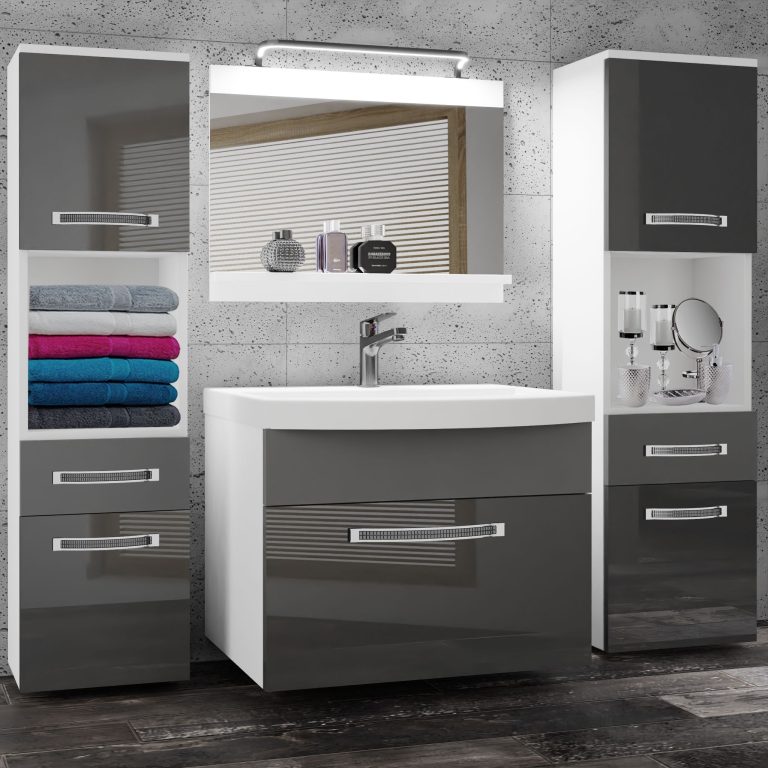 Kúpeľňový nábytok Belini Premium Full Version šedý lesk / šedý mat + umývadlo + zrkadlo + LED osvetlenie Glamour 110 Výrobca
