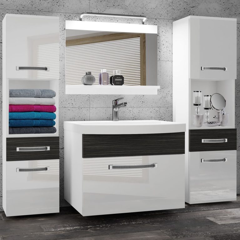 Kúpeľňový nábytok Belini Premium Full Version biely lesk / eben kráľovský + umývadlo + zrkadlo + LED osvetlenie Glamour 111 Výrobca