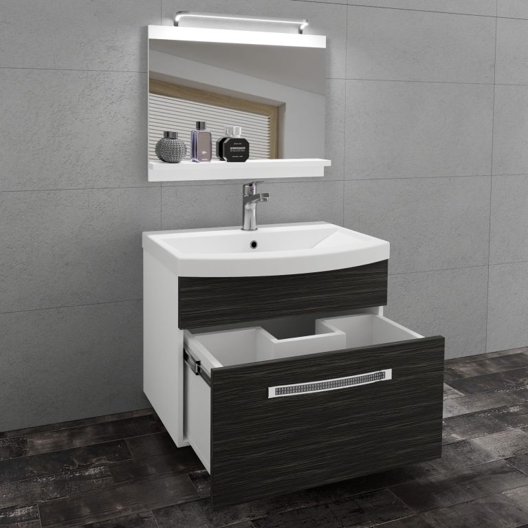 Kúpeľňový nábytok Belini Premium Full Version eben kráľovský + umývadlo + zrkadlo + LED osvetlenie Glamour 2 Výrobca GLA M 1/0/W/HK/0/MB/PP

