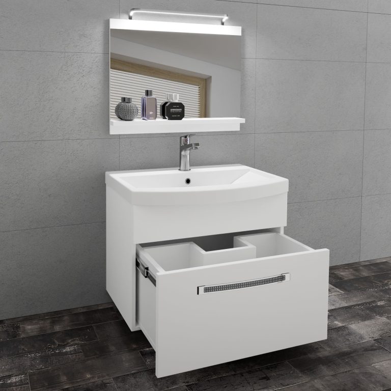 Kúpeľňový nábytok Belini Premium Full Version biely mat  + umývadlo + zrkadlo + LED osvetlenie Glamour 1 Výrobca GLA M 1/0/W/W/0/MB/PP

