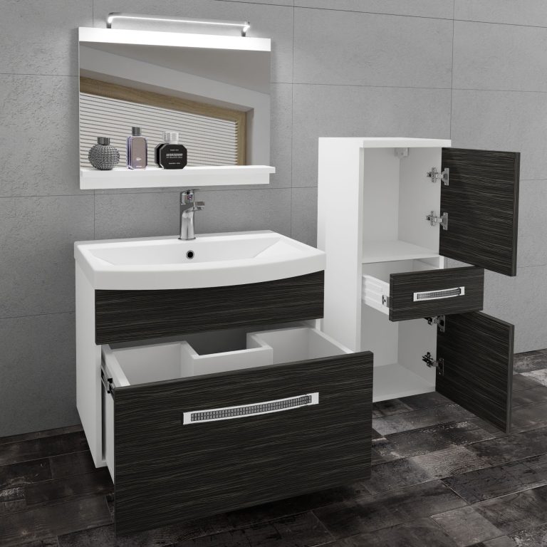 Kúpeľňový nábytok Belini Premium Full Version eben kráľovský + umývadlo + zrkadlo + LED osvetlenie Glamour 21 Výrobca GLA M 2/0/W/HK/0/MB/PP