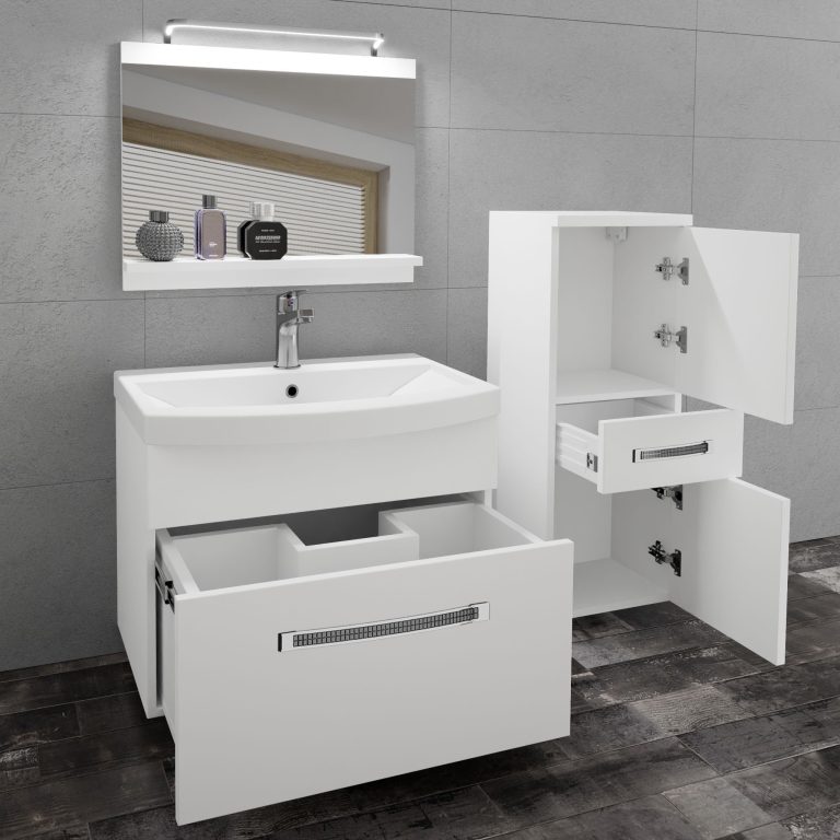Kúpeľňový nábytok Belini Premium Full Version biely mat   + umývadlo + zrkadlo + LED osvetlenie Glamour 20 Výrobca GLA M 2/0/W/W/0/MB/PP