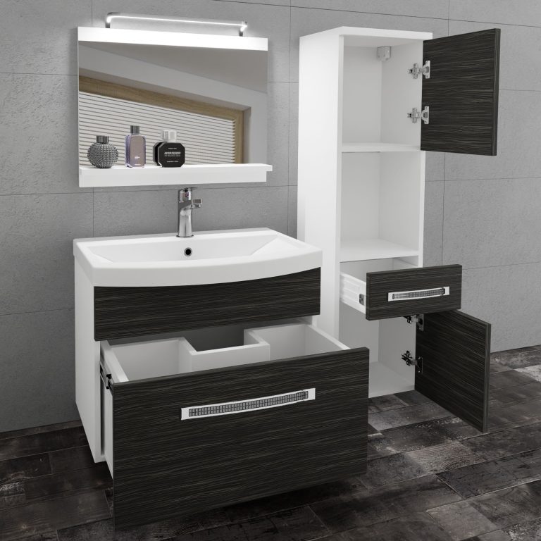 Kúpeľňový nábytok Belini Premium Full Version eben kráľovský + umývadlo + zrkadlo + LED osvetlenie Glamour 40 Výrobca GLA M 3/0/W/HK/0/MB/PP