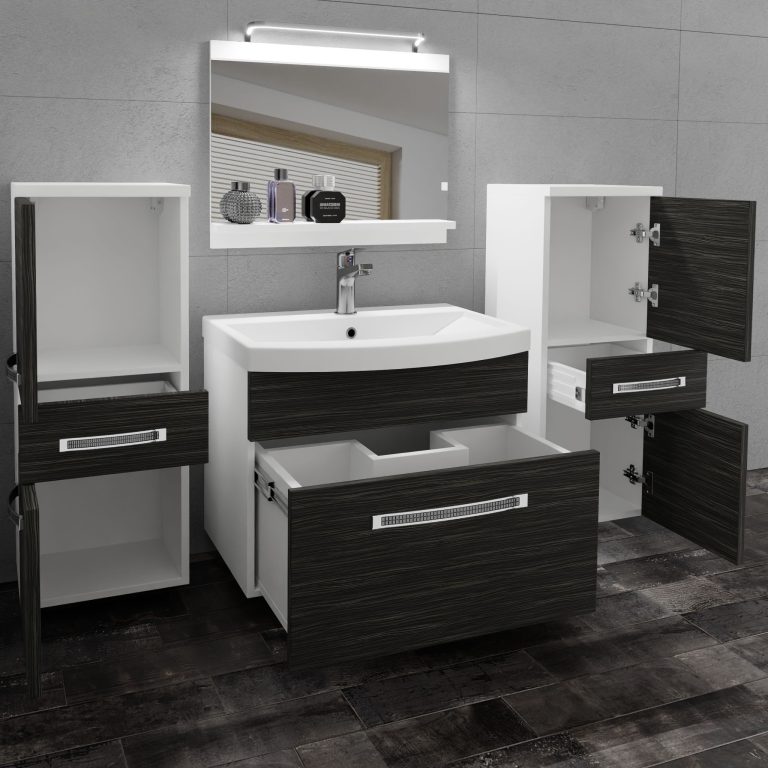 Kúpeľňový nábytok Belini Premium Full Version eben kráľovský  + umývadlo + zrkadlo + LED osvetlenie Glamour 59 Výrobca GLA M 4/0/W/HK/0/MB/PP