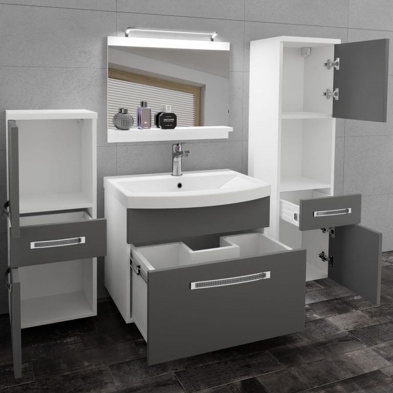 Kúpeľňový nábytok Belini Premium Full Version šedý mat + umývadlo + zrkadlo + LED osvetlenie Glamour 79 Výrobca