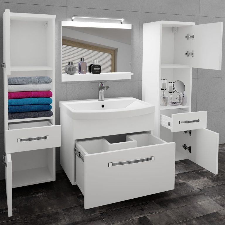 Kúpeľňový nábytok Belini Premium Full Version biely mat + umývadlo + zrkadlo + LED osvetlenie Glamour 96 Výrobca
