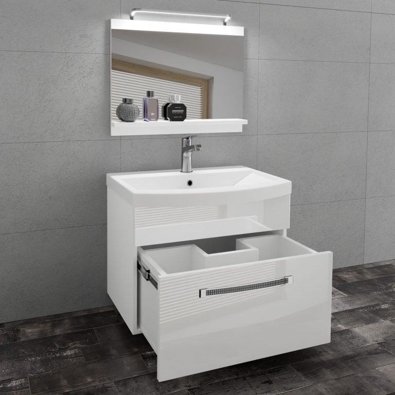 Kúpeľňový nábytok Belini Premium Full Version biely mat  + umývadlo + zrkadlo + LED osvetlenie Glamour 5 Výrobca GLA P 1/0/W/W/0/MB/PP
