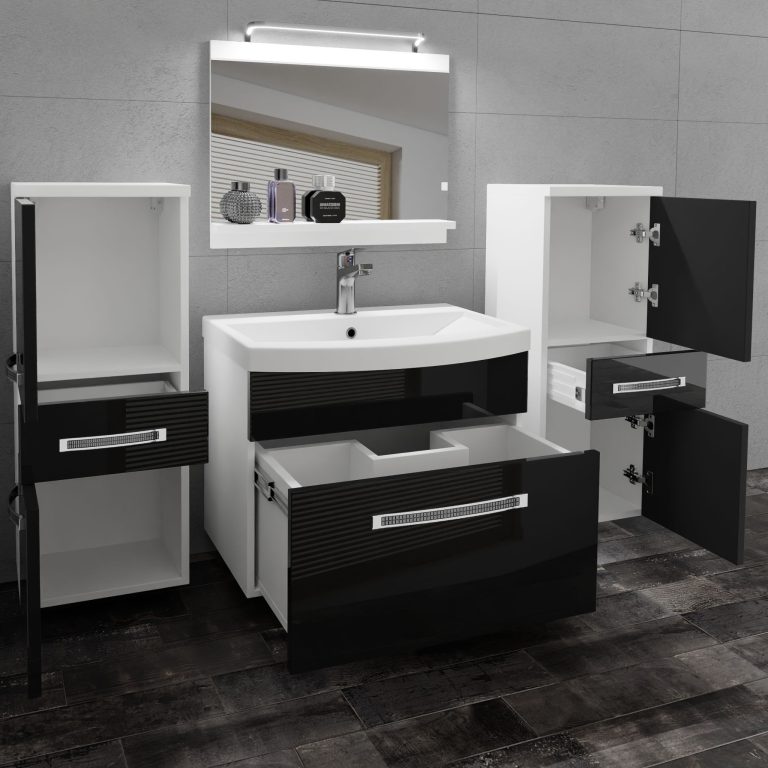 Kúpeľňový nábytok Belini Premium Full Version čierny lesk + umývadlo + zrkadlo + LED osvetlenie Glamour 63 Výrobca