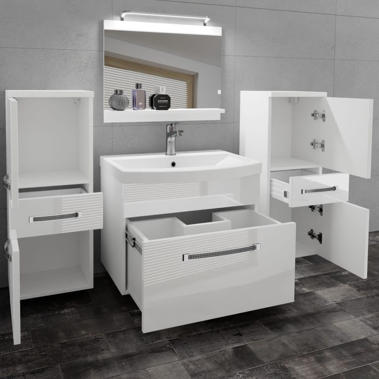 Kúpeľňový nábytok Belini Premium Full Version biely lesk + umývadlo + zrkadlo + LED osvetlenie Glamour 62 Výrobca
