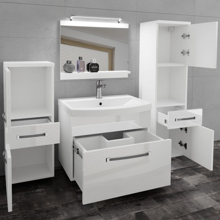 Kúpeľňový nábytok Belini Premium Full Version biely lesk + umývadlo + zrkadlo + LED osvetlenie Glamour 81 Výrobca