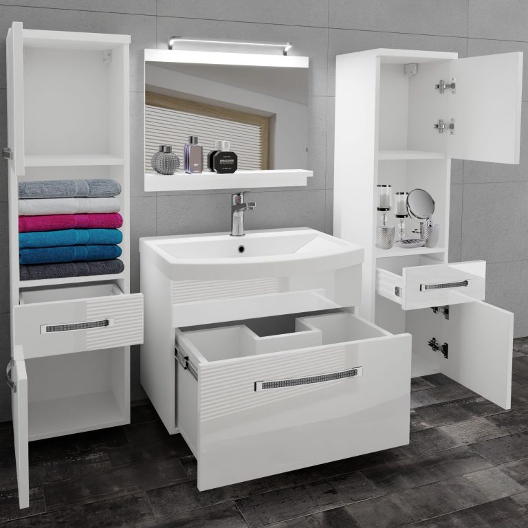 Kúpeľňový nábytok Belini Premium Full Version biely lesk + umývadlo + zrkadlo + LED osvetlenie Glamour 100 Výrobca