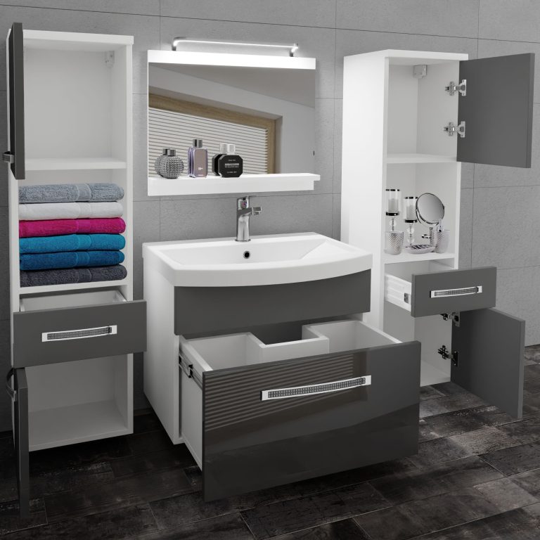 Kúpeľňový nábytok Belini Premium Full Version šedý lesk / šedý mat + umývadlo + zrkadlo + LED osvetlenie Glamour 110 Výrobca