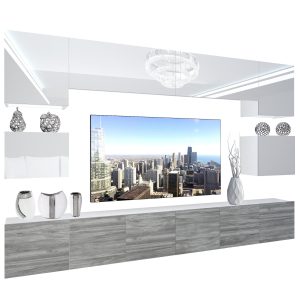 Obývacia stena Belini Premium Full Version biely lesk / šedý antracit Glamour Wood
+ LED osvetlenie Nexum 40 Výrobca